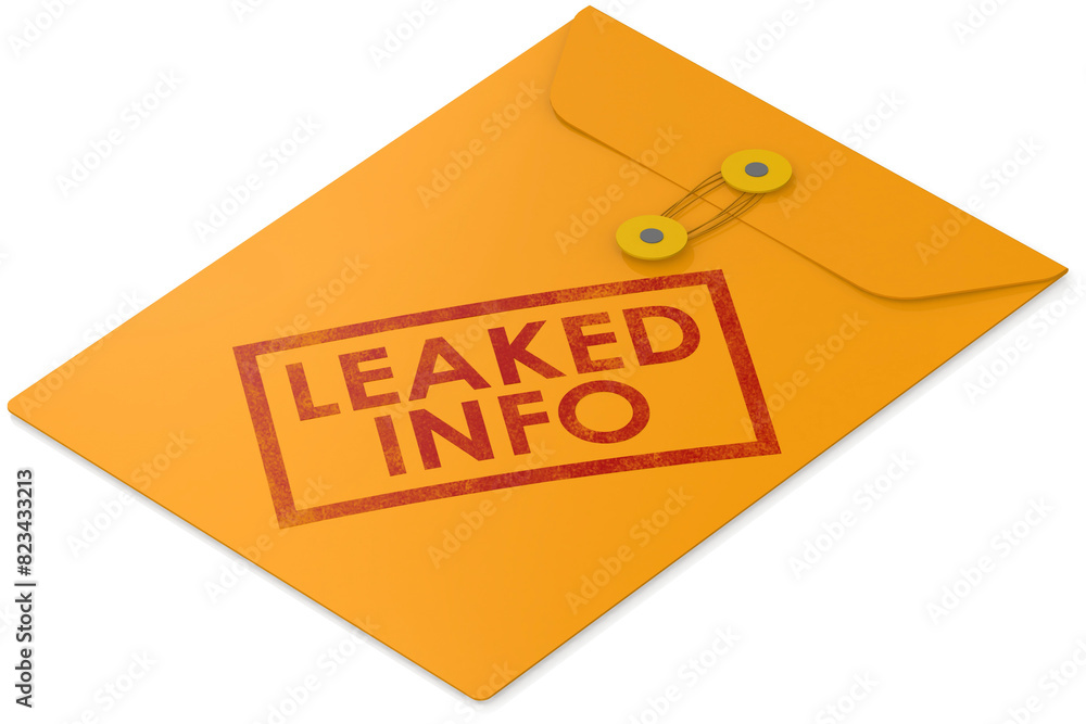 Yellow envelope with leaked info word Yellow envelope with leaked info word