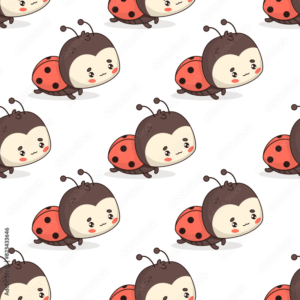 Naklejka premium Seamless pattern with Ladybug