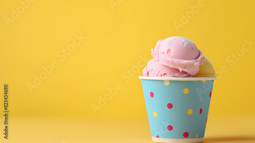Ice cream in colorful polka dot cups
