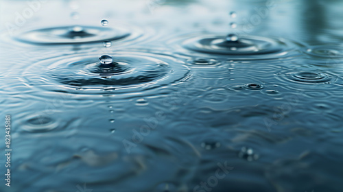 Close-Up of Water Droplets Creating Ripples on Calm Water Surface