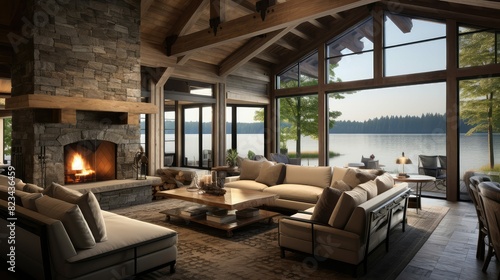 Fototapeta Naklejka Na Ścianę i Meble -  waters lake home interior