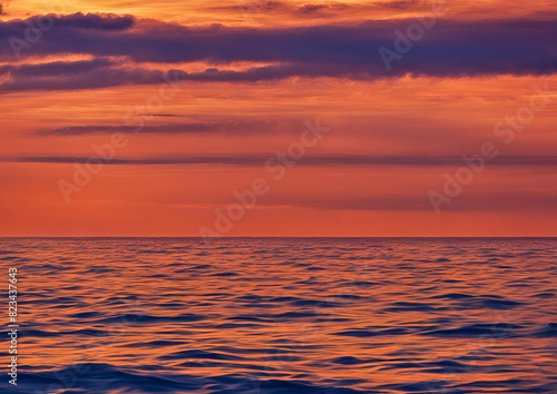 Ocean View at Sunset_ Sky Ablaze with Orange Hues Above the Tranquil Blue Sea.