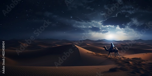 Camel in the desert at night. photo
