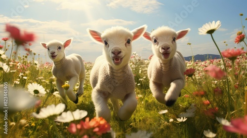flock lamb sheep farm photo