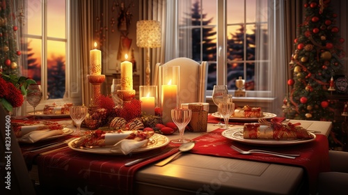 red blurred holiday interior