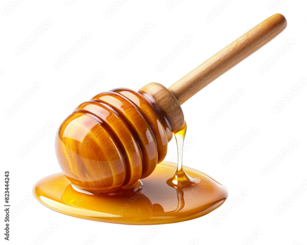 honey dripping from a wooden dipper honey dripping from a wooden dipper