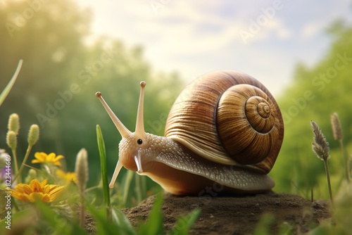 a snail on a rock photo