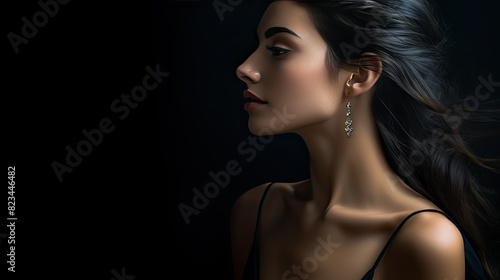 expression beautiful woman dark background