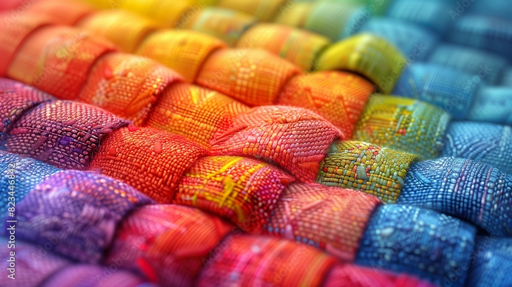 Fototapeta premium Colorful Woven Textile Pattern in Gradient Hues - AI Generative