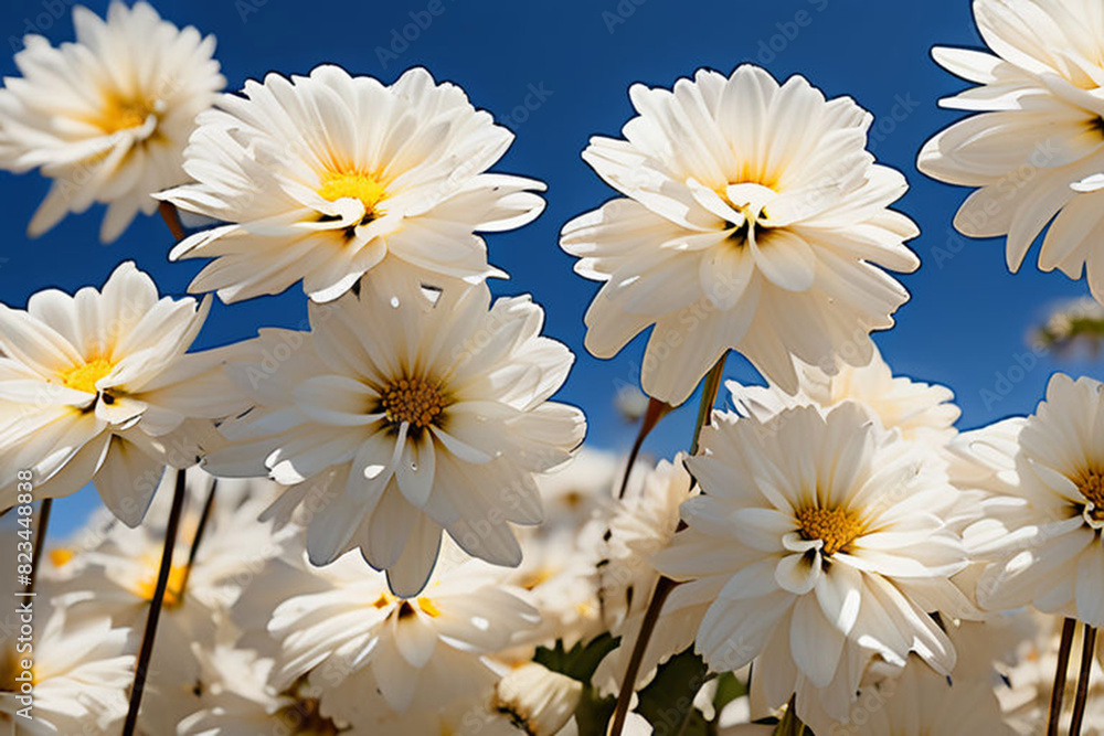 Fototapeta premium white daisies on blue background