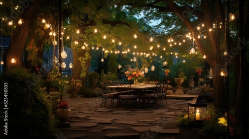 backyard outdoor string lights © vectorwin