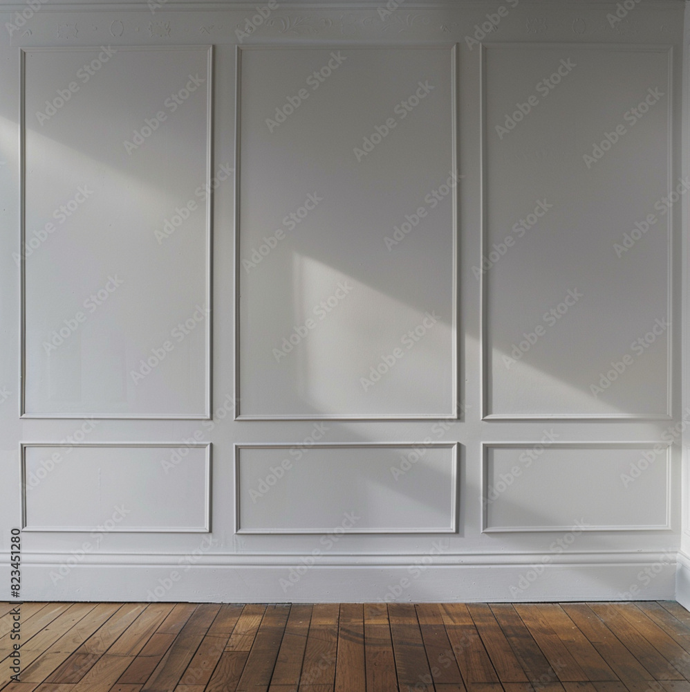 Fototapeta premium A front-facing image of an interior white wall