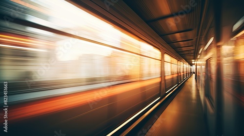 motion blurred train interior