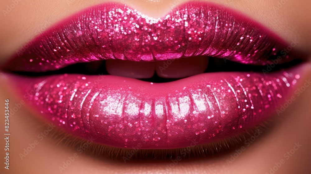 Obraz premium vibrant pink glitter lips