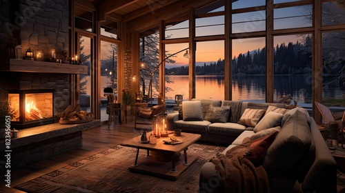 room blurred lake house interior © vectorwin