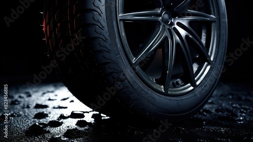 close tire dark background