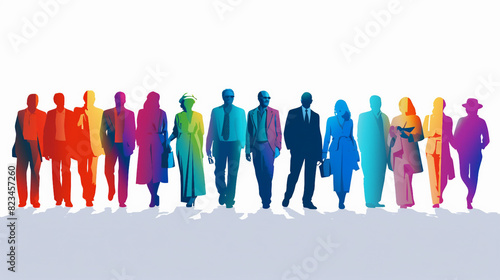 Vibrant Silhouette Vector Collection of Men in Colored Clothes - Family and Group of People