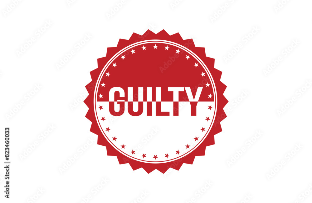 Guilty red ribbon label banner.