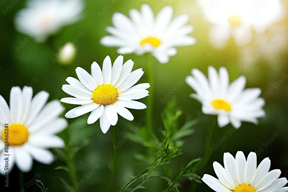 Fototapeta premium White daisy chamomile flowers background.