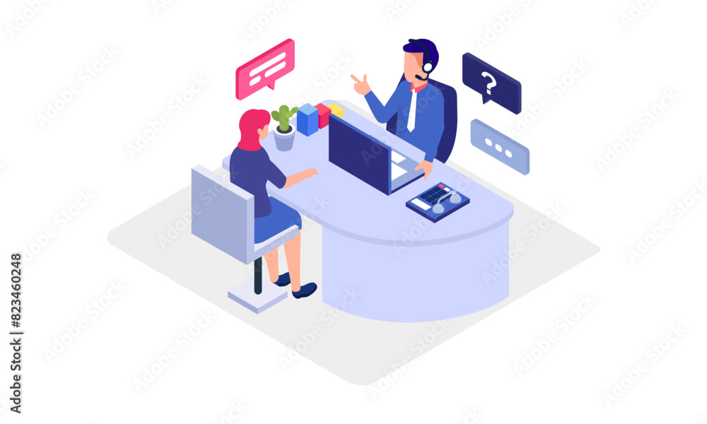 Call center vector isometric illustration Call center vector isometric illustration