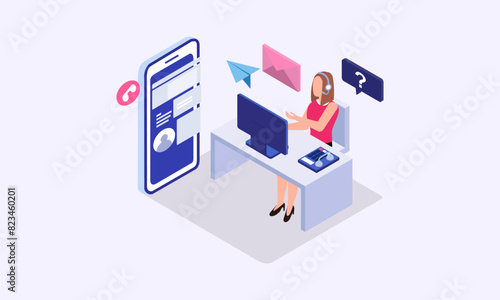 Call center vector isometric illustration