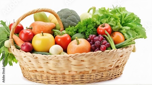 Basket of fresh fruit. Isolated background.