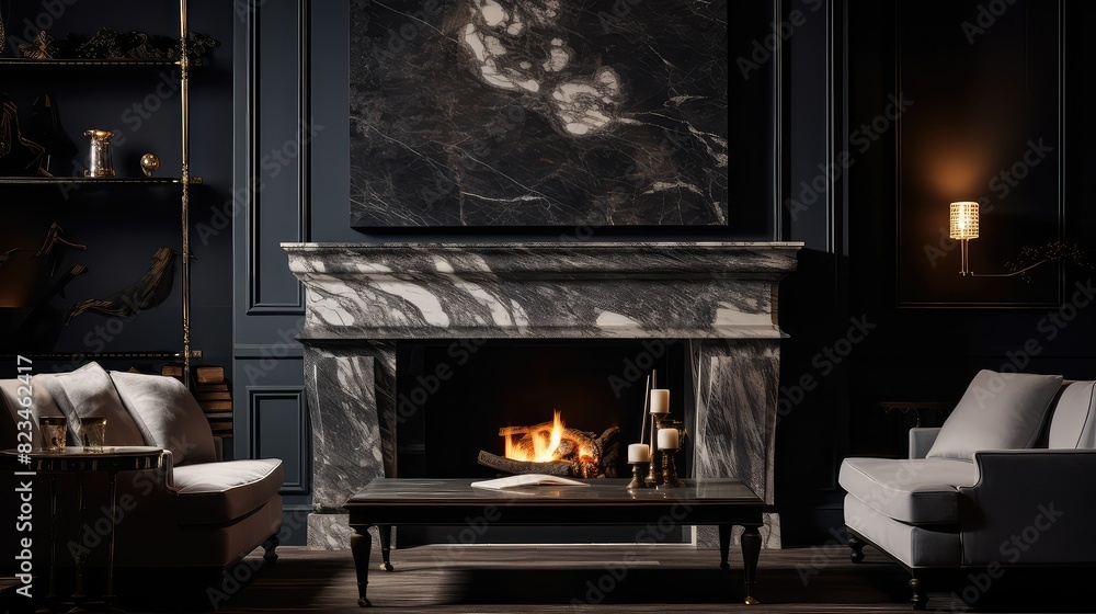 fireplace marble dark