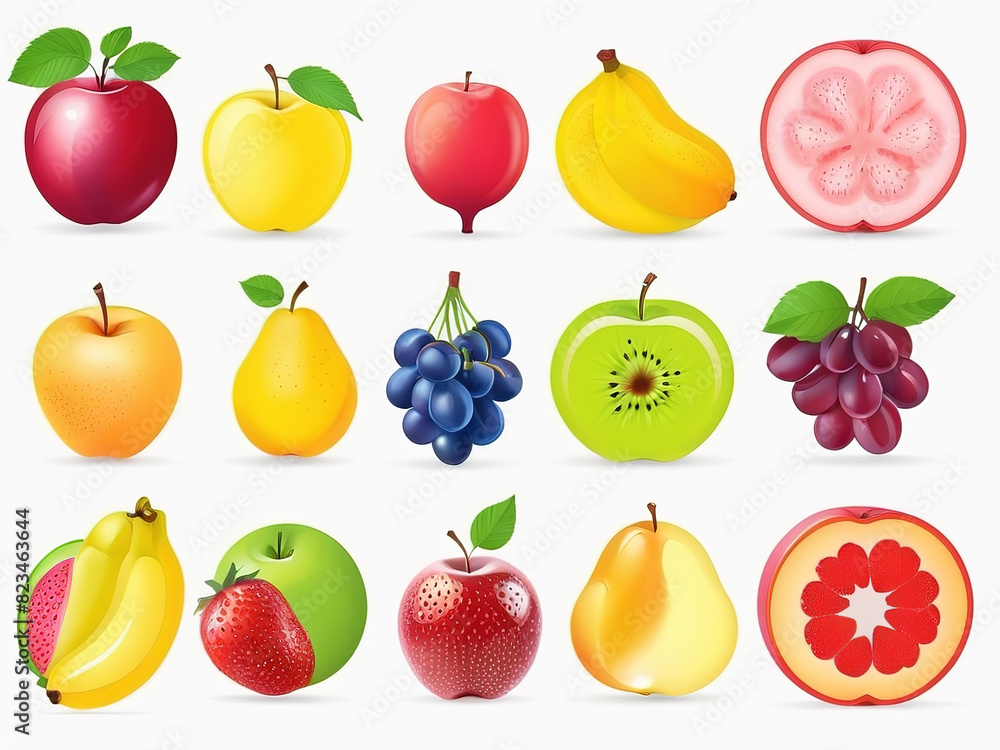 Collection of fruit set, beautiful illustrations Collection of fruit set, beautiful illustrations