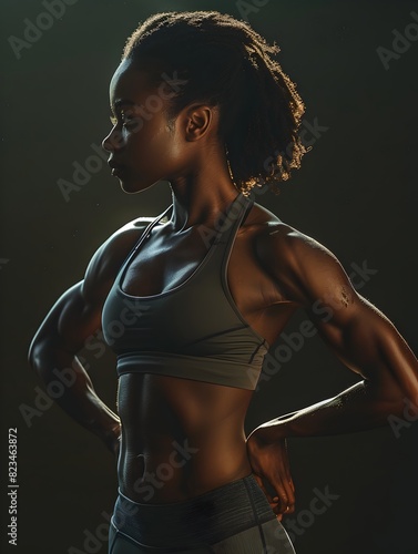 Strong Athletic Woman in Sportswear with Focused Stance - Generative ai