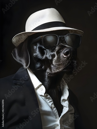 Dog in Suit with Hat and Sunglasses - Generative ai