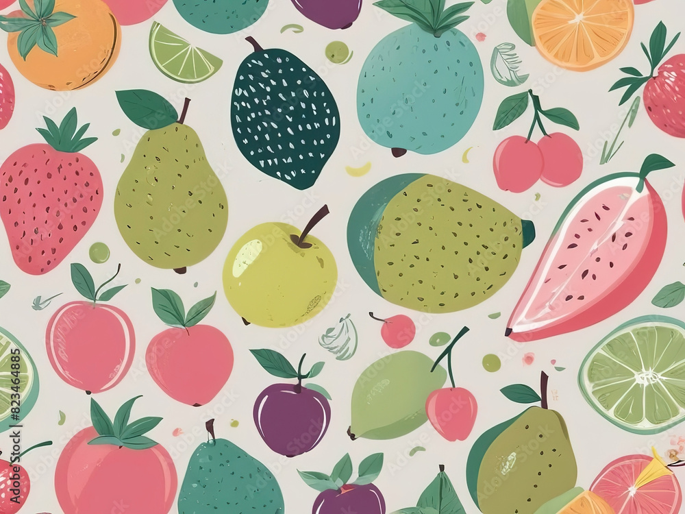 Seamless pattern includes a variety of fruits. Vector illustration Seamless pattern includes a variety of fruits. Vector illustration