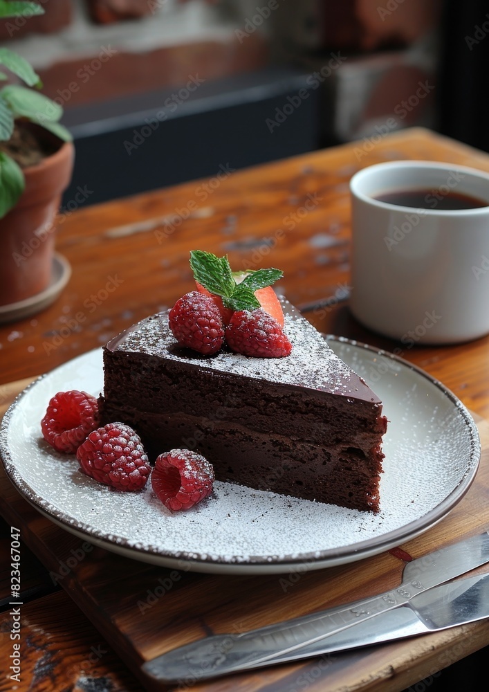 Torta Caprese: A flourless chocolate and almond cake, often dusted with powdered suga Torta Caprese: A flourless chocolate and almond cake, often dusted with powdered suga