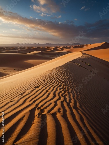 Iconic Moroccan landscape  Rolling sand dunes of the Sahara Desert