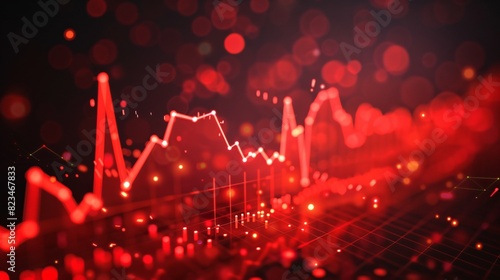 A glowing red line graph with many data points on a black background.


