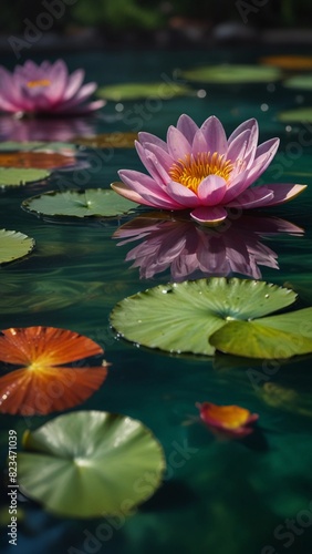 the flowers in the pond are very beautiful and peaceful