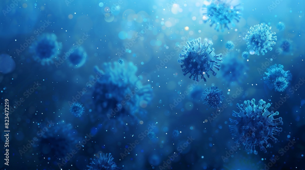 Fototapeta premium Background modern illustration of Coronavirus COVID-19 in 3D blue