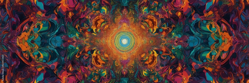 A mesmerizing kaleidoscopic image with a central mandala pattern in fiery autumn hues, symmetrical and striking A mesmerizing kaleidoscopic image with a central mandala pattern in fiery autumn hues, symmetrical and striking