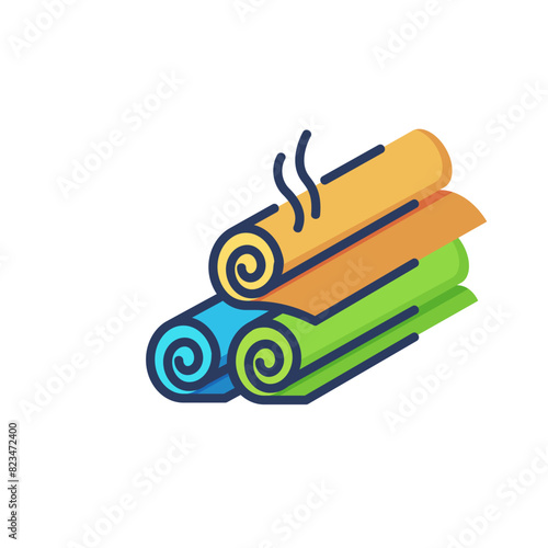 Spa towels line icon. Hot steam, stack, rollers isolated outline sign. Fitness, wellness, spa salon, relaxation concept. Vector illustration, symbol element for web design and apps