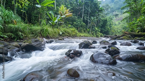 short river called Tamborasi with a spring . Generative Ai photo