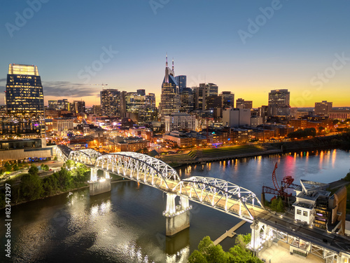 Nashville, Tennessee, USA Skyline Over the Cumberland River photo