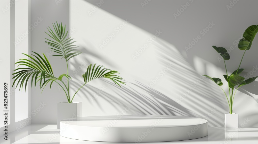 This minimal white platform podium scene is for the presentation of a product modern mockup This minimal white platform podium scene is for the presentation of a product modern mockup