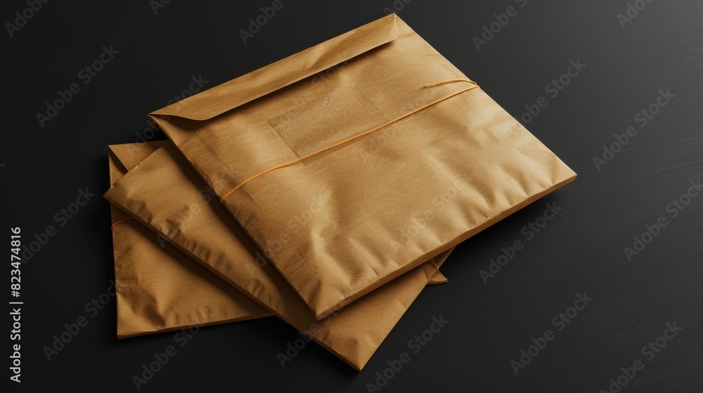 Mockup set of bubble mailer packaging isolated on black background Mockup set of bubble mailer packaging isolated on black background