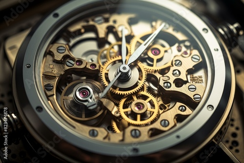 Detailed macro shot of the complex inner workings of a luxury mechanical watch