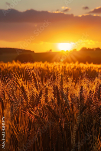 Golden sunrise over an agro field 