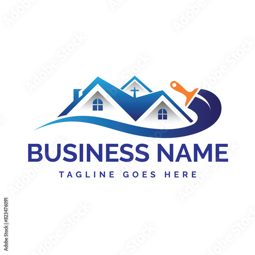 paint home logo design vector