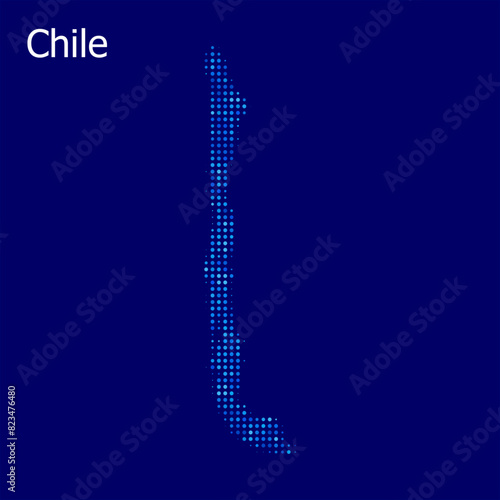 chile map with blue bg