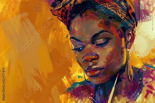 african woman professional writer editor reporter for content creation and publishing digital paintings