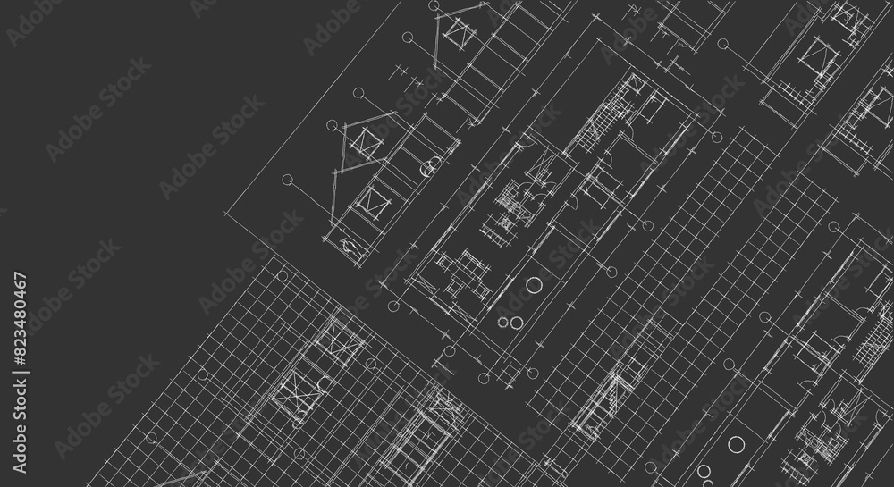Obraz premium house architectural project sketch 3d illustration