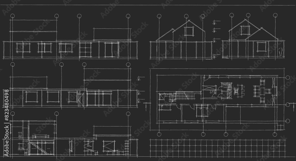 house architectural project sketch 3d illustration house architectural project sketch 3d illustration