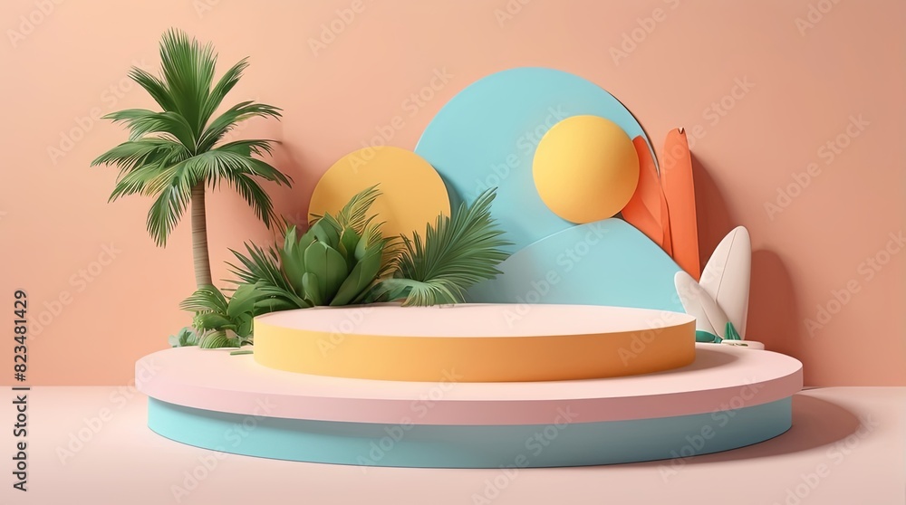 Abstract scene background. Product presentation, mock up, show cosmetic product, Podium, stage pedestal or platform.. 3d rendering podium platform Abstract scene background. Product presentation, mock up, show cosmetic product, Podium, stage pedestal or platform.. 3d rendering podium platform